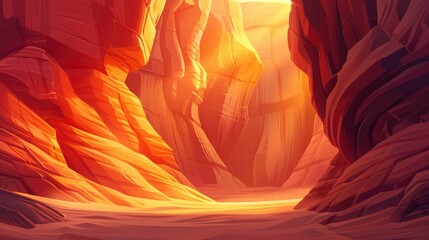 Famous Antelope Canyon As An Abstract Background Wall, Cartoon Background