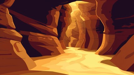 Famous Antelope Canyon As An Abstract Background Wall, Cartoon Background