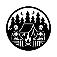 skeletons camping icon