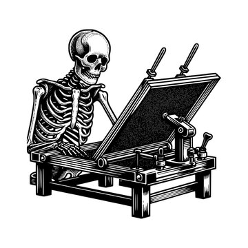 manual screen printing with skeleton