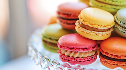 Obraz na płótnie Canvas Colorful almond cookies, food photography of yammi dessert, vibrant colours
