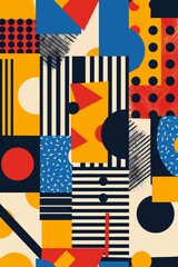 Obraz premium Abstract geometric pattern, playful shapes, primary colors, childlike wonder