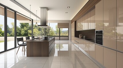 A Modern Kitchen and Dining Room With Light Hardwood Floors And White Walls.