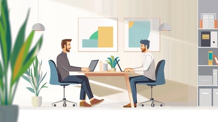Businessman working at an office desk with a notebook computer.