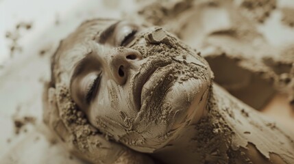 Sand Woman: Mud-Covered Person in Close-Up