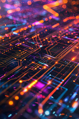 Obraz premium Vibrant technology background with cool, glowing lines