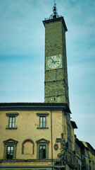 Obraz premium Viterbo, Lazio, Italy: landscape of the medieval old town from the city park, in background the bell tower 