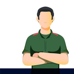 Faceless Bangladesh cricketer player character isolated on background and copy space.