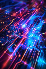 Obraz premium Vibrant technology background with cool, glowing lines