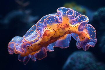 Enchanting Bioluminescent Sea Cucumber in the Depths of the Ocean
