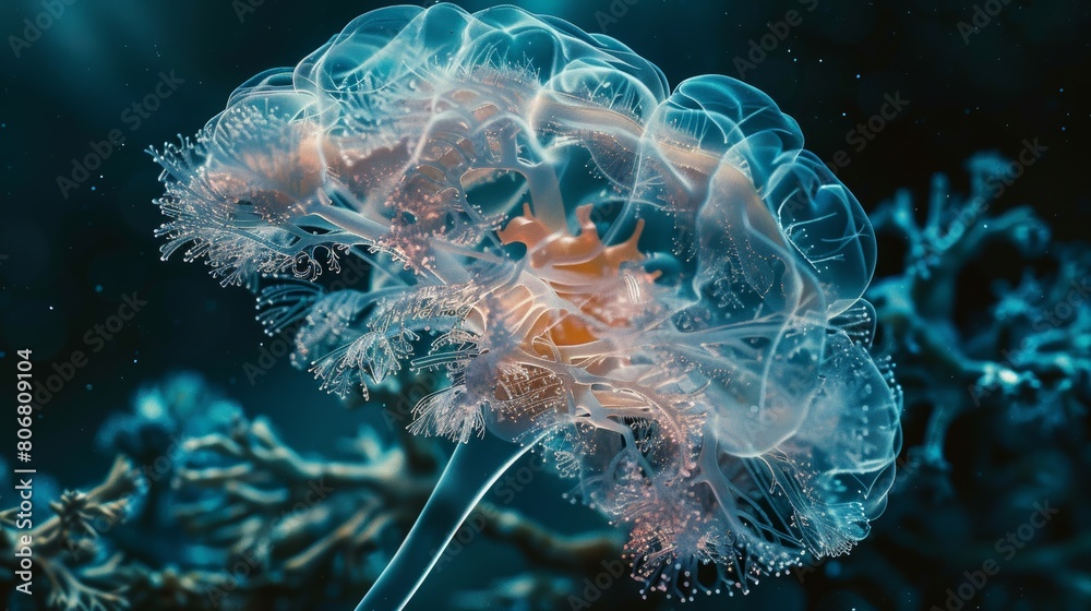 Poster A captivating image of a brain scan revealing the vast potential of the human mind, hinting at the boundless possibilities that lie within our consciousness.