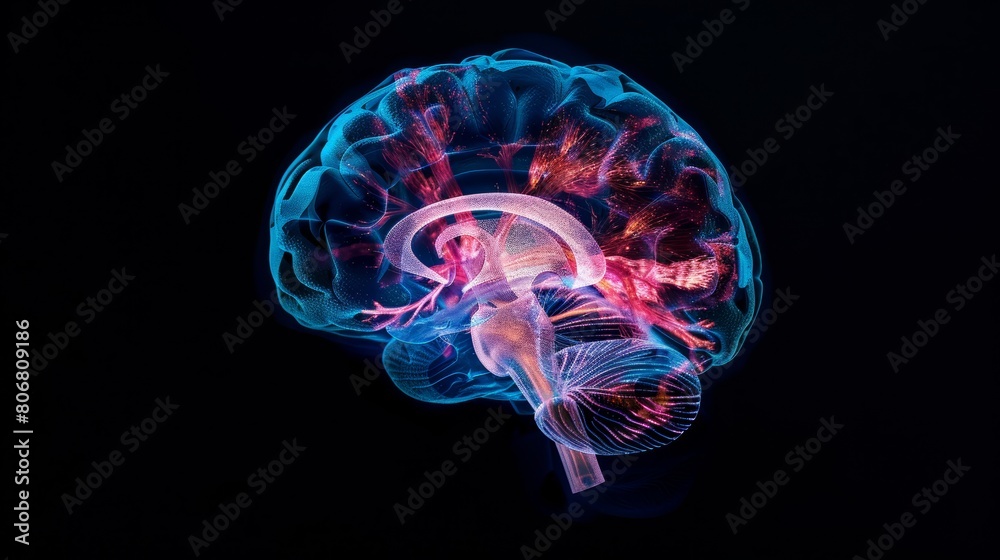 Poster A captivating image of a brain scan revealing the vast potential of the human mind, hinting at the boundless possibilities that lie within our consciousness.