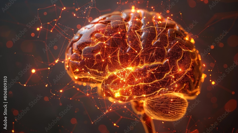 Poster A close-up photorealistic image of a brain scan, showcasing the intricate neural pathways and glowing electrical activity.