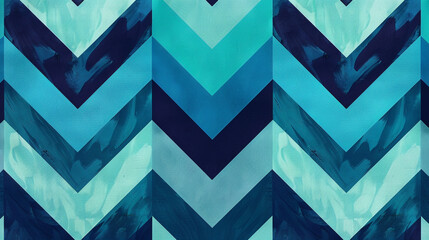 A bold and modern chevron print in vibrant shades of teal and navy blue creating a dynamic and...