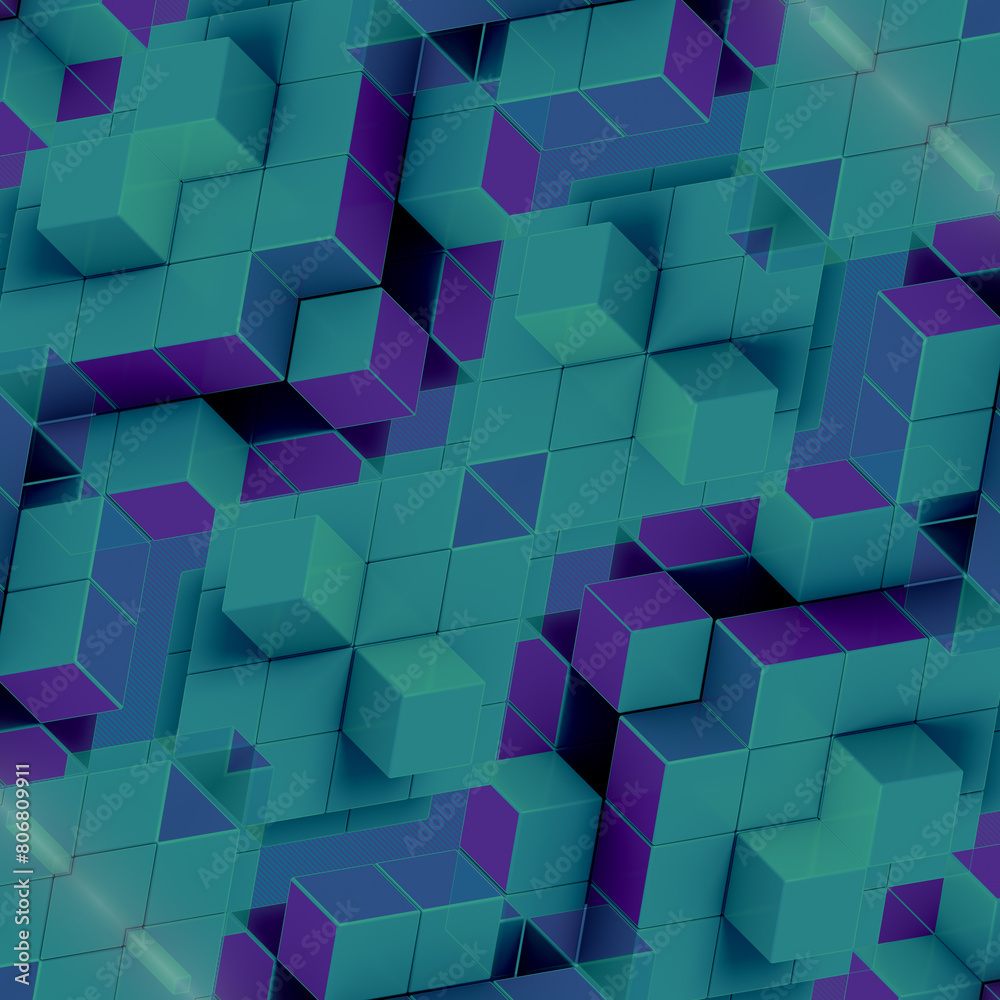 Poster colorful abstract background in blue and purple color scheme. 3d rendering digital illustration