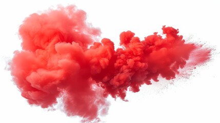 Red Fog, red splash, red cloud, red mist or red smoke color isolated on white background.. Effect for content that requires an abstract red dust explosion.