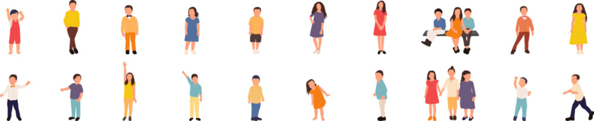 children in flat style on white background vector