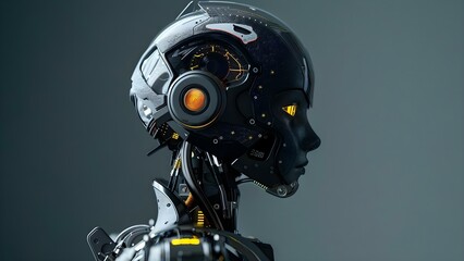 Fototapeta premium The Humanoid Robot: A Symbol of Globalization and Technological Advancement. Concept Technology, Robotics, Artificial Intelligence, Globalization, Innovation