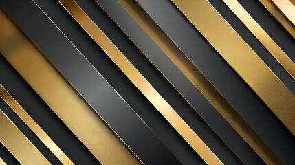 Abstract Template of Gold and Black Stripes with Elegant Geometric Design, Luxurious Background with Metallic Shine, Modern Artistic Pattern, Generative AI

