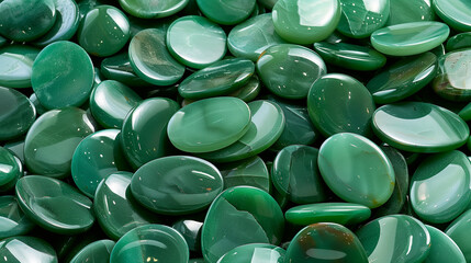 emerald green oval shaped jade stones background