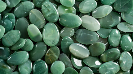 emerald green oval shaped jade stones background