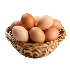 Eggs in a basket isolated on transparent background