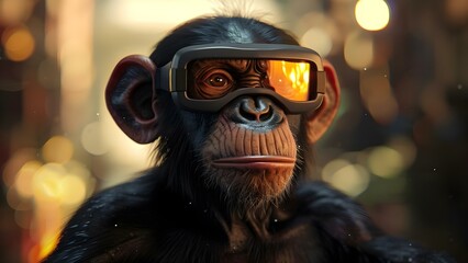 D Monkey Character NFT Collection in Virtual Reality Metaverse Technology. Concept NFT Collection, Monkey Character, Virtual Reality, Metaverse Technology