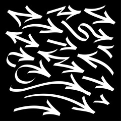 graffiti arrow, arrow grunge, arrow silhouette, painted cursor signs, graffiti arrows art. graffiti style arrows vector illustration symbols set