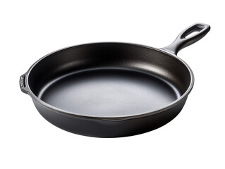 Empty cast iron pan isolated on transparent background