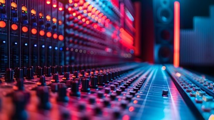 Fototapeta premium Abstract audio soundwave scope signal in a recording studio showing music frequency. Concept Audio Engineering, Soundwave Technology, Music Production, Recording Studio, Frequency Analysis