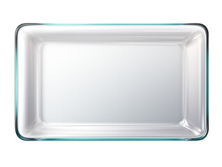 empty glass rectangle tray plate isolated on transparent background