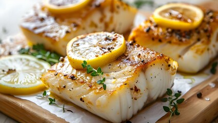 Delicious cod filets seasoned with lemon and herbs, ready to be cooked. Concept Cooking, Seafood, Recipes, Flavorful Dishes, Seasonings