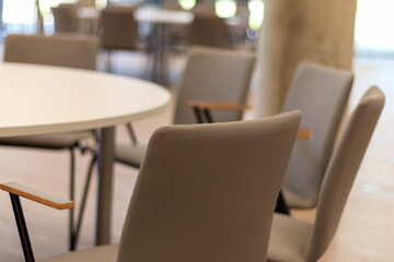 
restaurant interior with round table and chairs