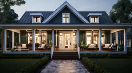A beautiful house with a porch and a garden