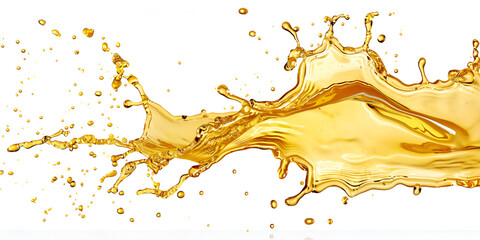 Golden Oil Splash Background On White Isolated Background, Generative Ai
