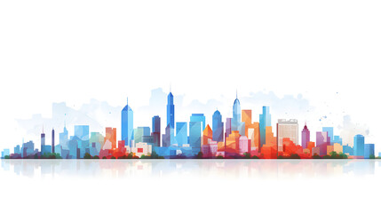 Obraz premium Digital cityscape flat design illustration abstract graphic poster web page PPT background