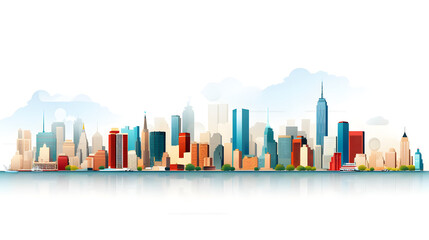 Fototapeta premium Digital cityscape flat design illustration abstract graphic poster web page PPT background