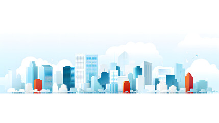 Obraz premium Digital cityscape flat design illustration abstract graphic poster web page PPT background