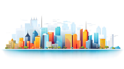 Fototapeta premium Digital cityscape flat design illustration abstract graphic poster web page PPT background