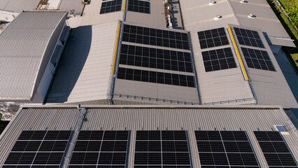 Eco-technology, photovoltaic farm power plants Close-up view of solar panels in a solar power plant. that has sustainable resources and renewable energy