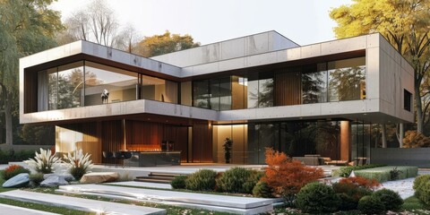 Modern Minimalist House Design With Large Glass Windows