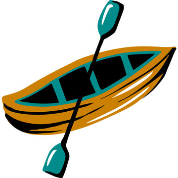 yellow canoe with teal paddle clip art preview