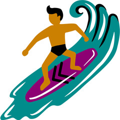 Handdrawn Surfing Sticker Illustration Design Vector