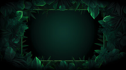 Dark green tropical leaves with frame