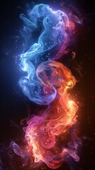 Obraz premium two swirling yin yang symbols, one blue and the other purple with smoke, dark background, hyper realistic, vibrant colors, in the style of fantasy.