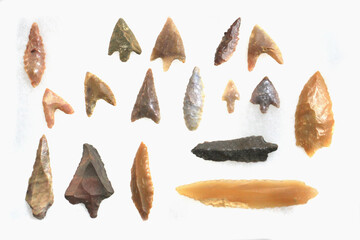 collection of paleolithic flint human tools