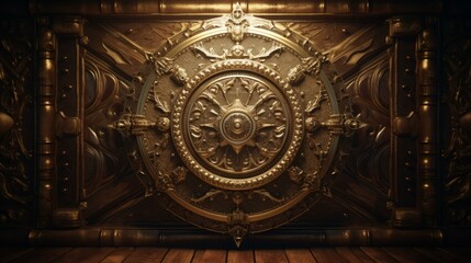 Obraz premium Ornate golden steampunk style fantasy door