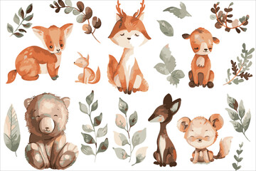 These charming watercolor animals, with simple shapes and playful colors.