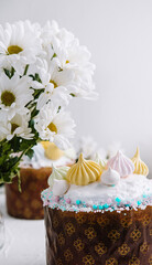 Elegant easter cake with spring flowers