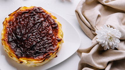 Traditional portuguese custard tart on table